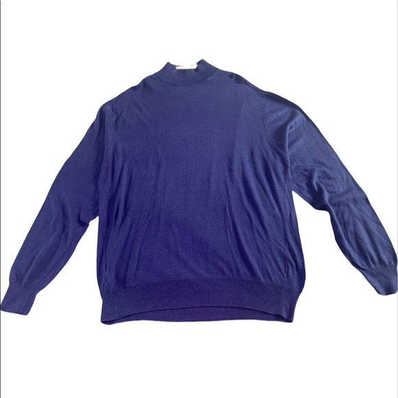 Men’s fall silk JOS.A.Bank preppy mock long sleeve sweater 💯silk airy & light - Picture 3 of 6